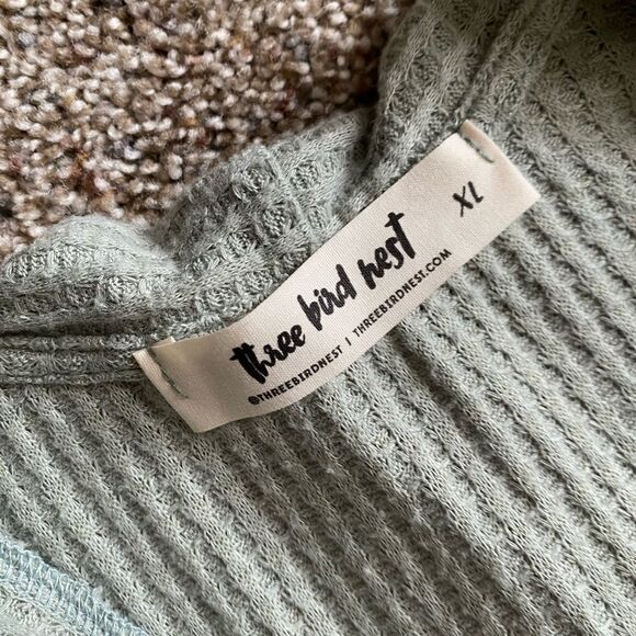 Three Bird Nest Waffle Knit Cardigan Open Front Womens Size XL - Picture 7 of 7